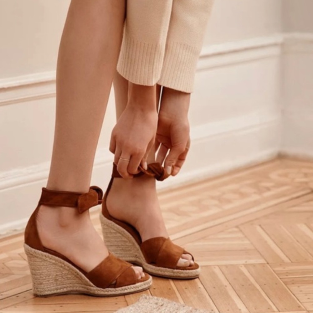 Marion Parke Leah Suede Espadrille
Wedge in camel suede leather US 9 $550